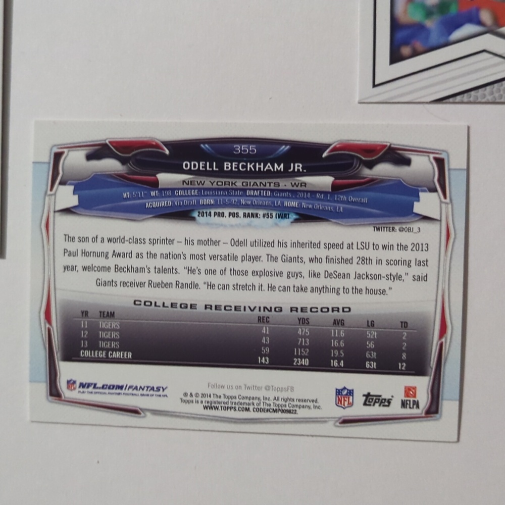 Lot NFL Football Trading Cards Odell Beckham Jr Rookie Patch Parallel NY Giants - Picture 12 of 12